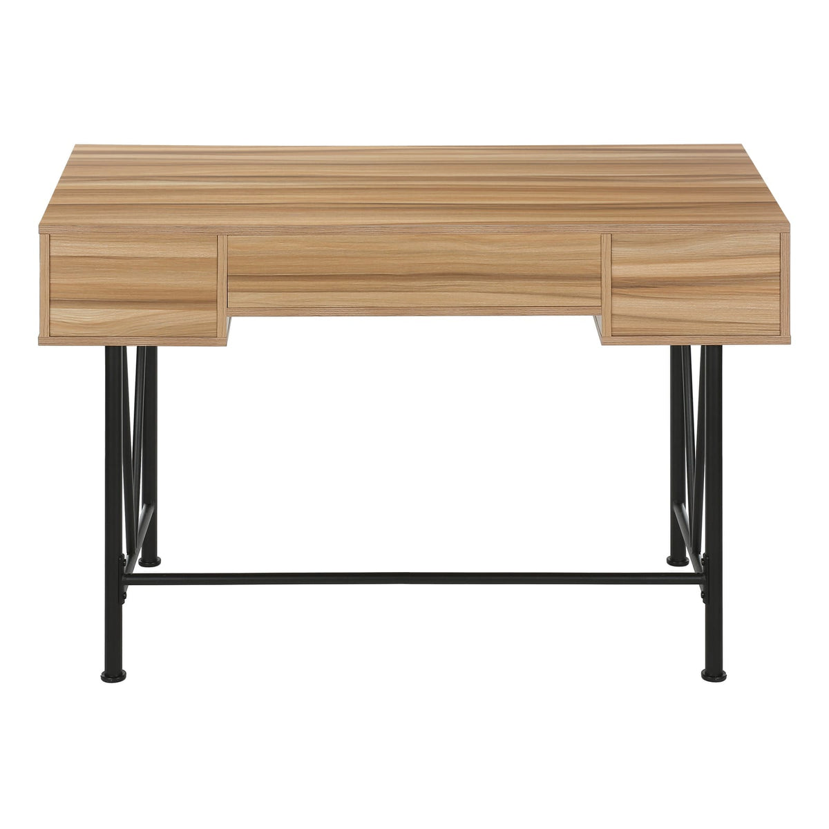 Brown Particle Board Computer Desk with Metal Legs for Modern Office