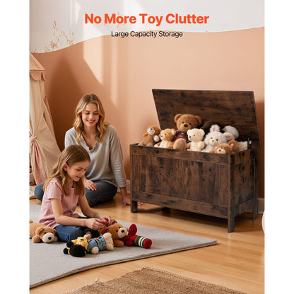 Kids Storage Bench - Brown MDF, Large Toy Box Chest