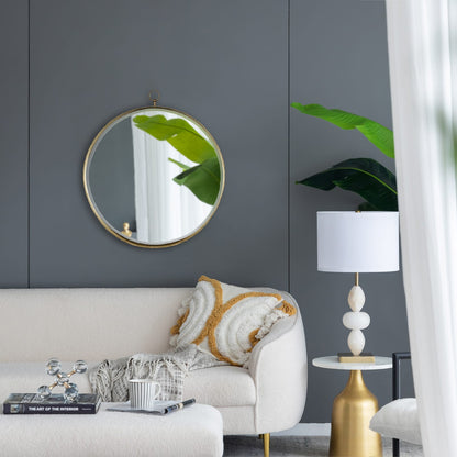 Gold Round Mirror - 24x28 Inch Vanity Mirror with Iron Frame
