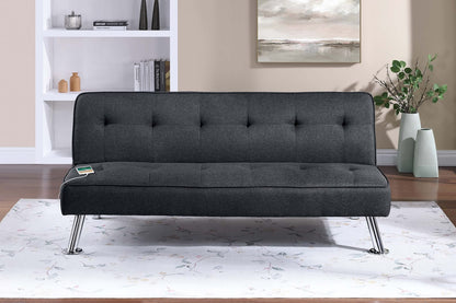 Black Polyfiber Sofa - Armless, 2 Seat for Living Room