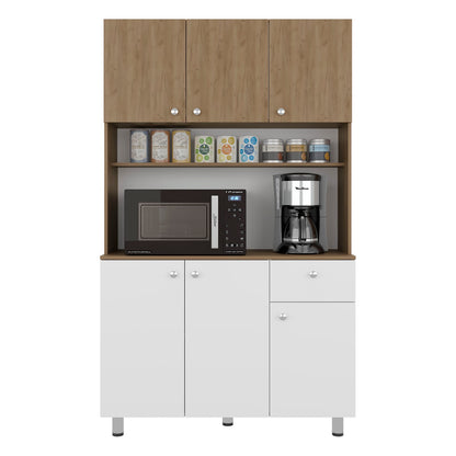 White Engineered Wood Kitchen Storage Cabinet with Ample Shelves