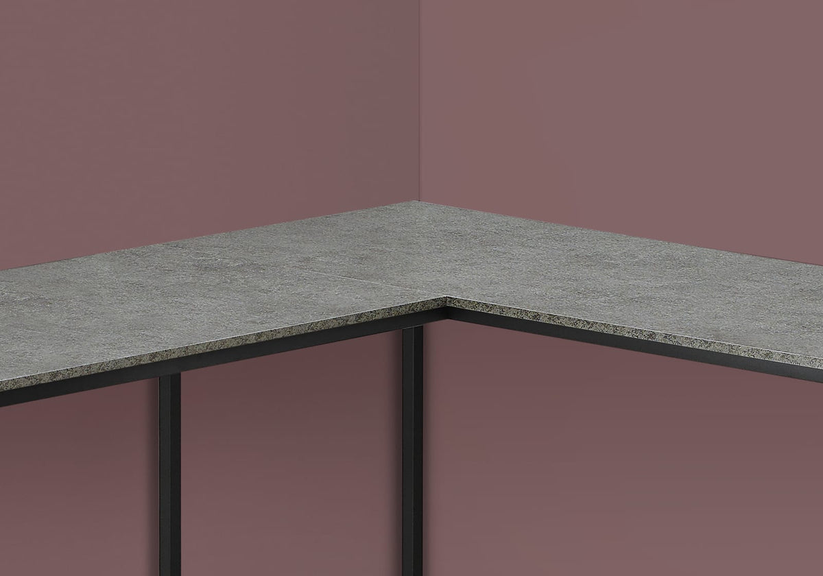 L-Shaped Grey Computer Desk - Corner Office Workstation