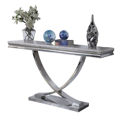 55" Chrome Glam Coffee Table with Faux Marble Top