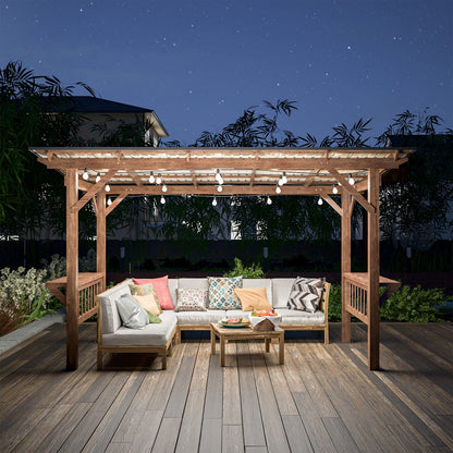 13' x 6.5' Wooden Pergola Grill Gazebo - Brown