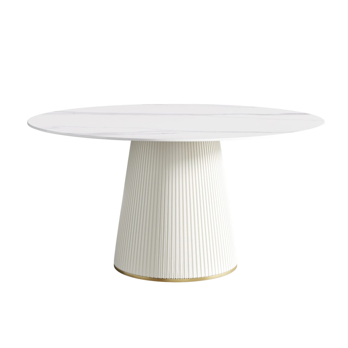Round White Sintered Stone Dining Table for 8 People