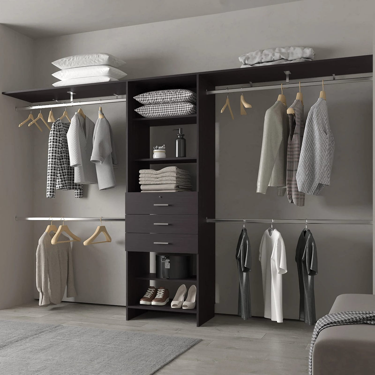 Wengue Modular Closet Organizer System - Dark Brown