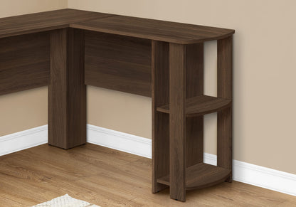 L-Shaped Corner Desk with Storage - Walnut Finish