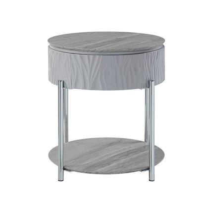 Gray End Table with Storage Drawer - 16x47 Inches for Living Room
