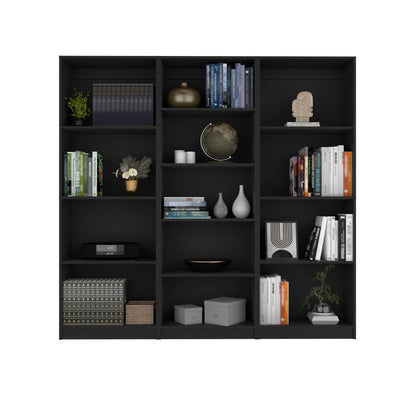Wenge 3-Piece Bookcase Set - Living Room Storage