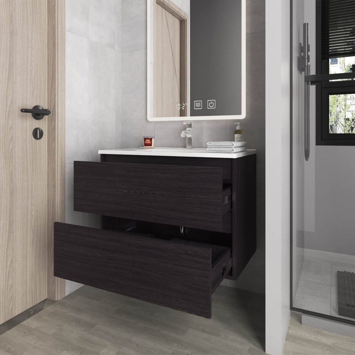 Wenge Floating Bathroom Vanity with Two Drawers