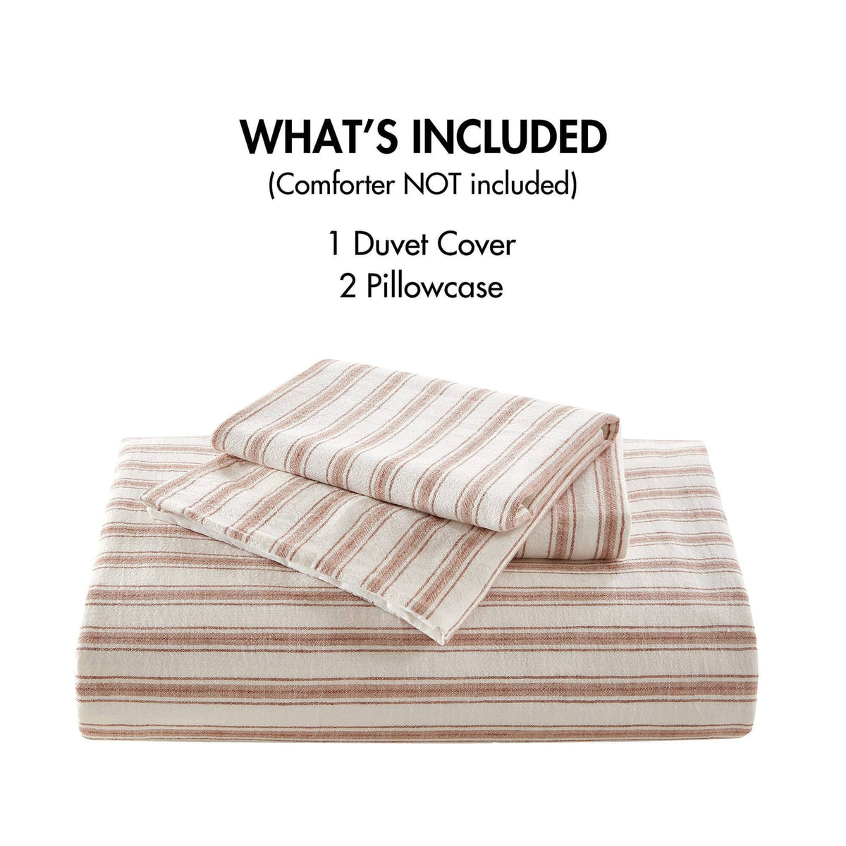 3 Piece Queen Duvet Set - Multicolor Linen Stripe