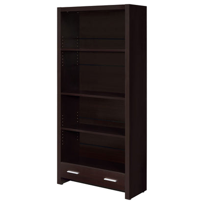 Cappuccino 5 Shelf Bookcase with Drawer in MDF for Living Room