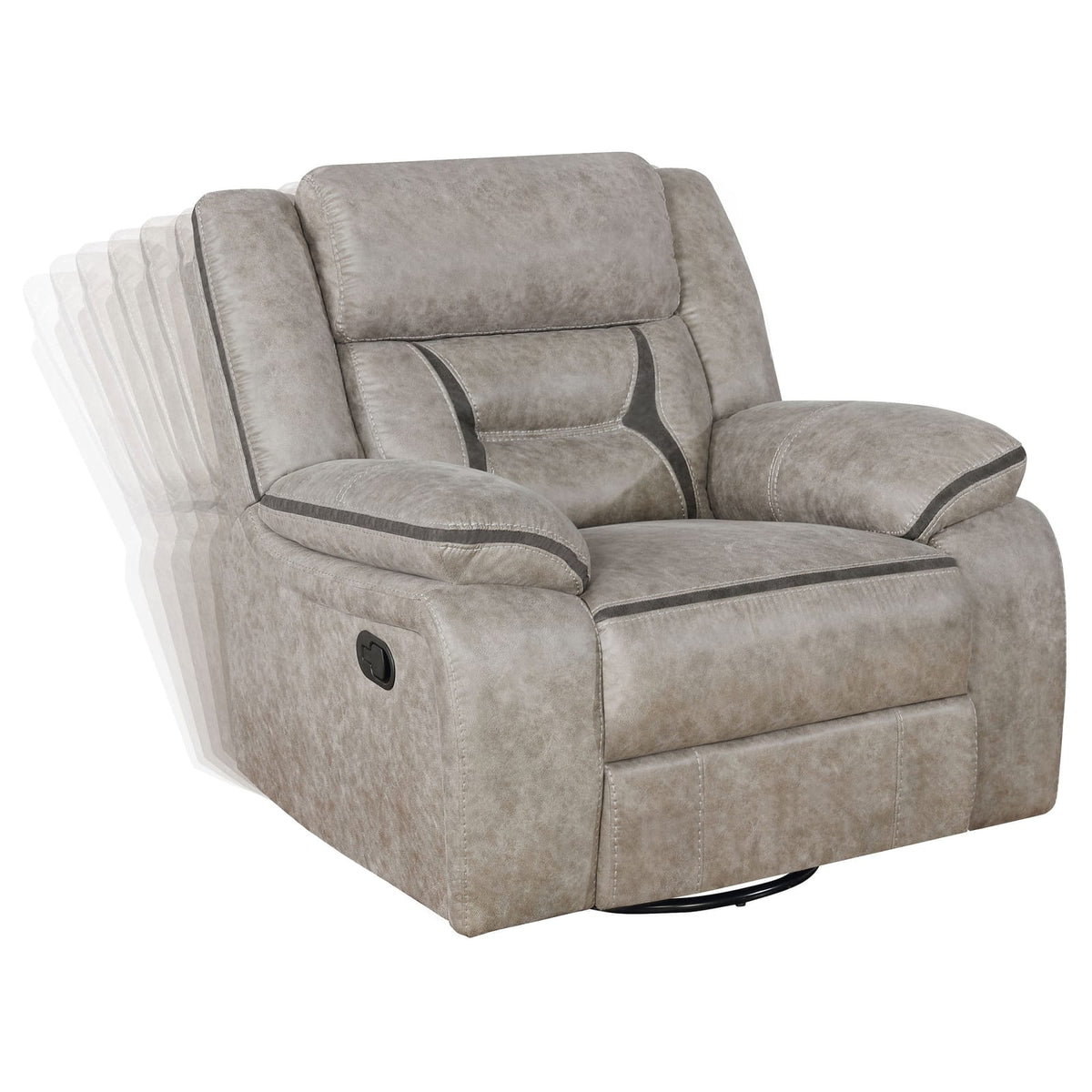 Taupe Upholstered Swivel Glider Recliner - 41" Wide