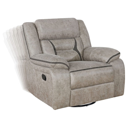 Taupe Upholstered Swivel Glider Recliner - 41" Wide