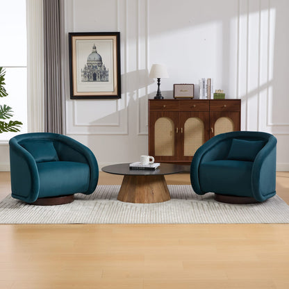 Teal Swivel Accent Chair - 360 Degree Comfort, Rubberwood Frame