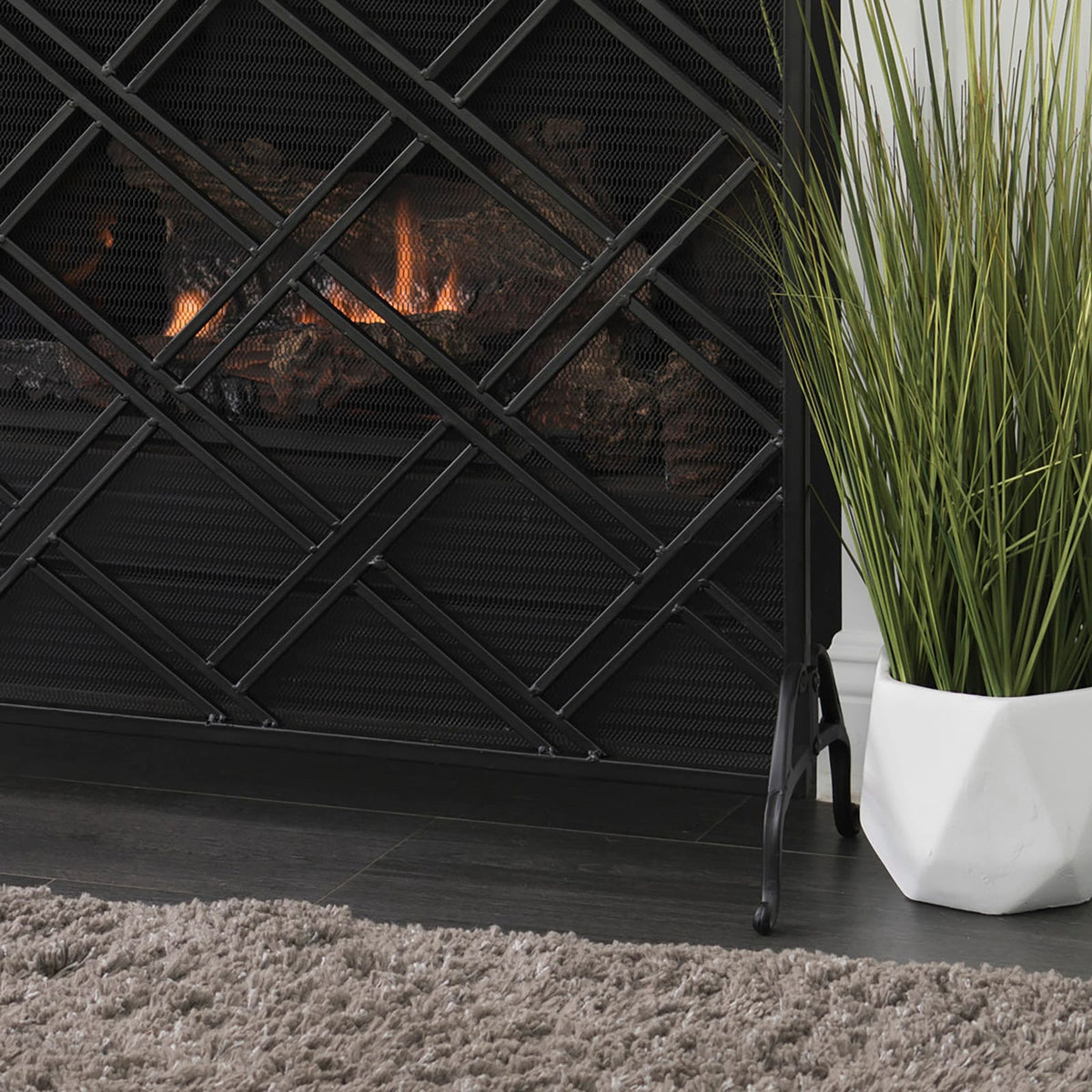 FIRE SCREENS - Black Iron Umbrella Shade - 44" x 11"