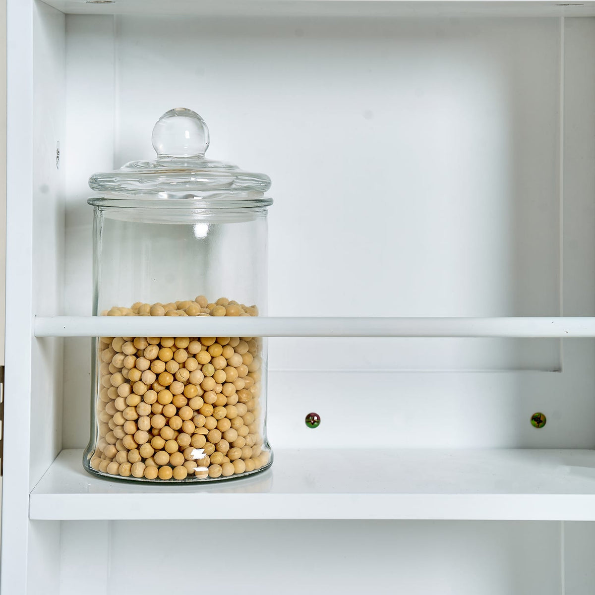 Kitchen Pantry Cabinet with Doors - White MDF, Adjustable Shelves