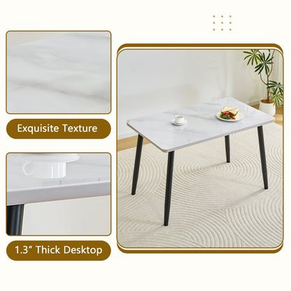 White Black Dining Table 4-6 People Round Tempered Glass Top