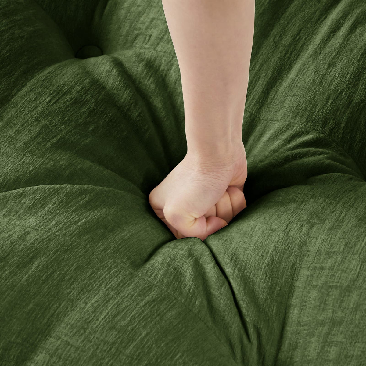 73 Ottoman - Chenille Green - Comfortable Storage Accent