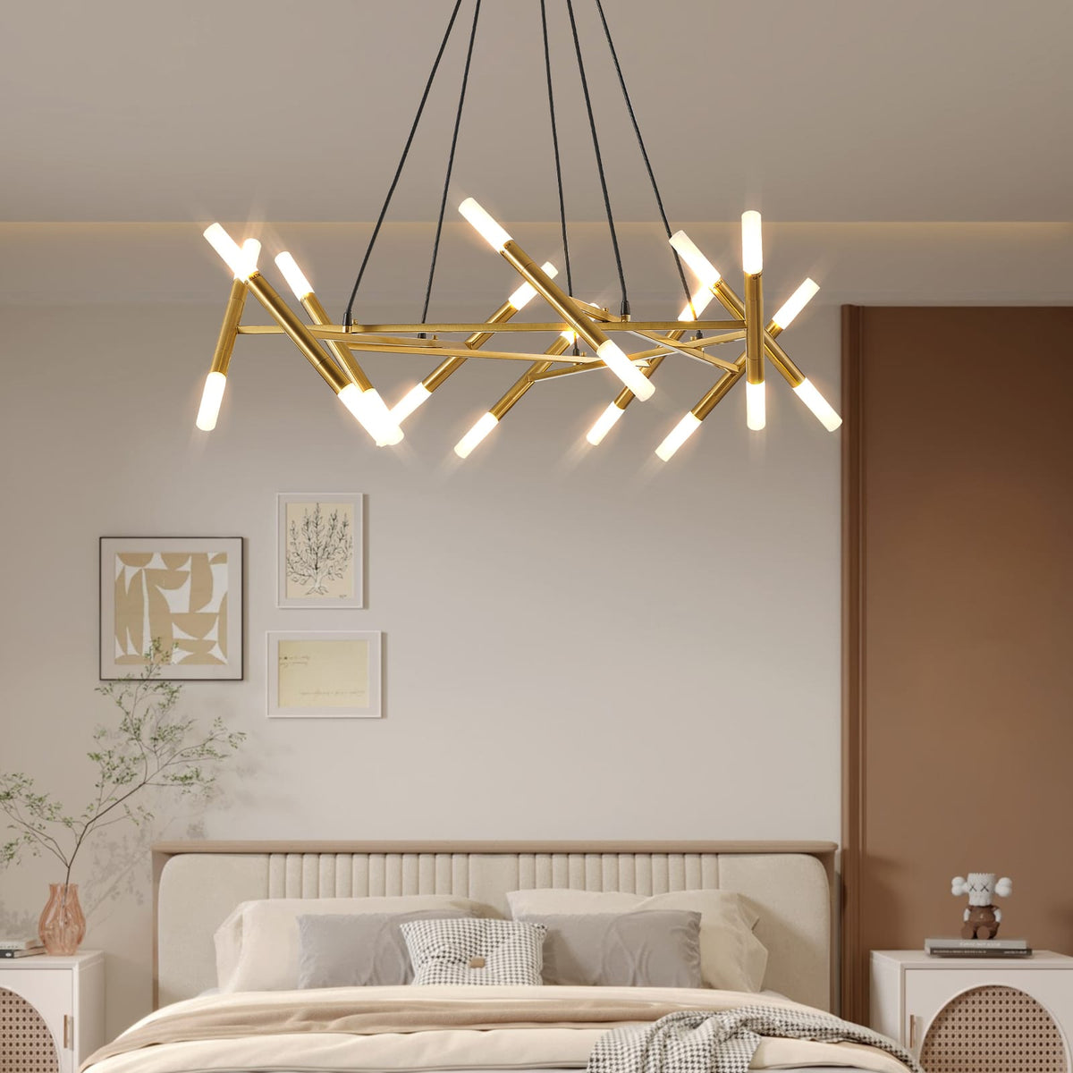 Gold Iron Chandelier Light Fixture 40.9" Dining Room Pendant Light