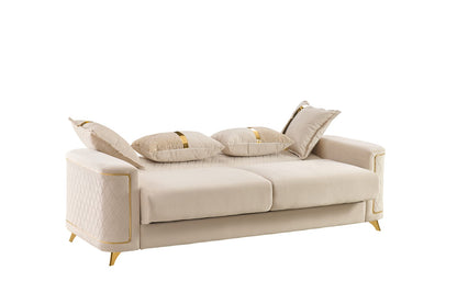 Ivory Polyester Sofa - 88" Modern Sofa