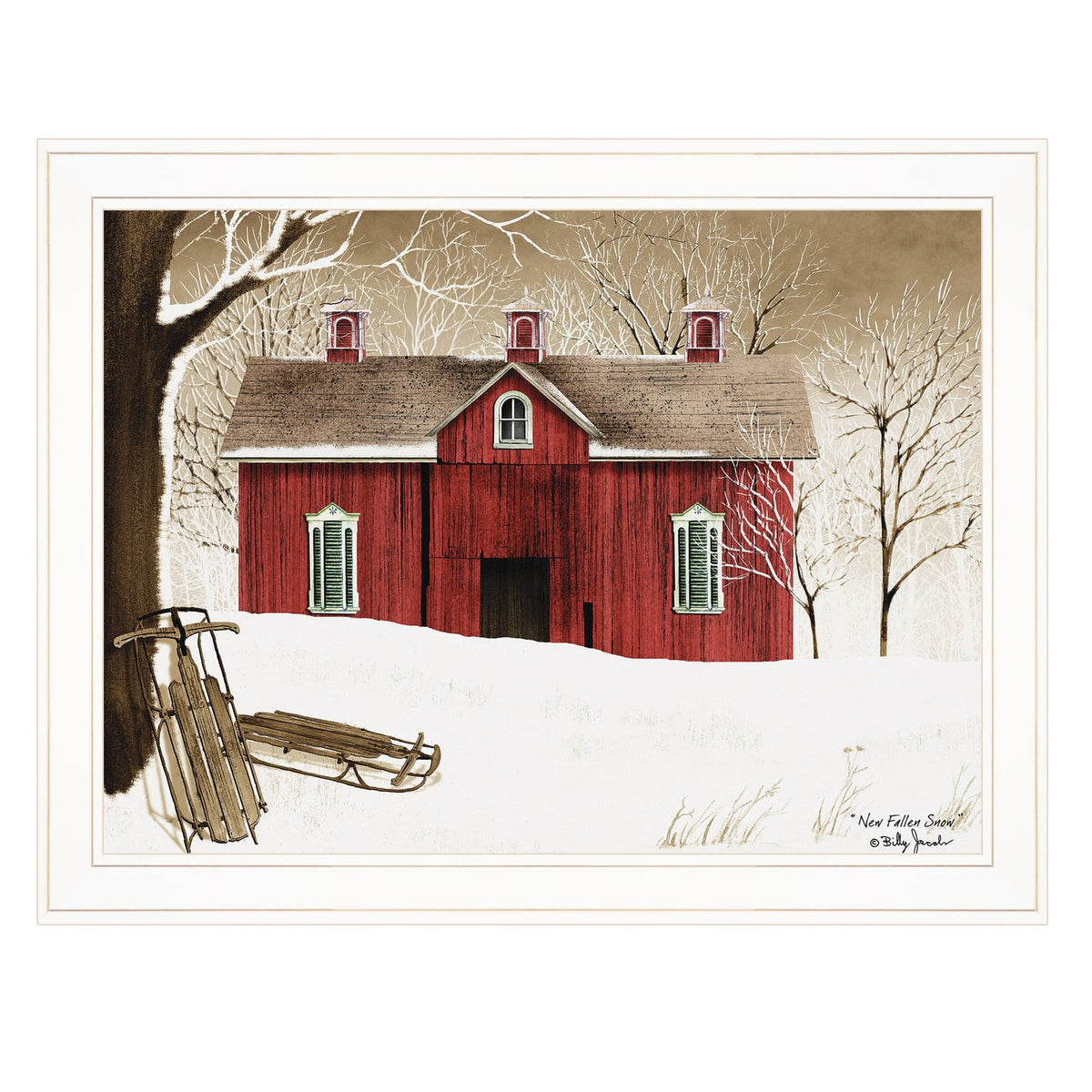 Ready to Hang Framed Snow Print by Billy Jacobs, White Frame