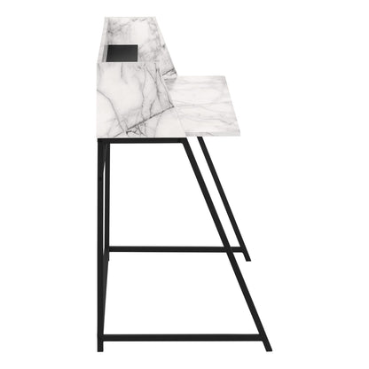White Computer Desk with Storage Shelves - Home Office Workstation