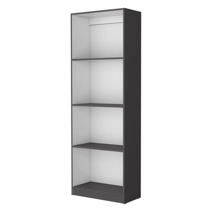 Grey White Wood Bookcase 4 Shelves Storage