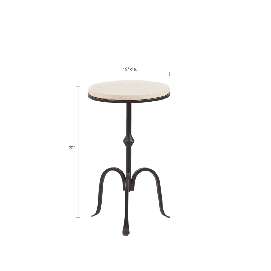 Small Black Marble Accent Table - 12 Inch Round