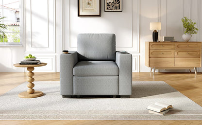 Gray Chenille Sofa Bed - 35.4" Pull Out Sofa Couch for Living Room
