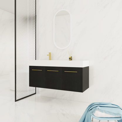 47 Inch Black Chestnut Bathroom Vanity - Storage Sink