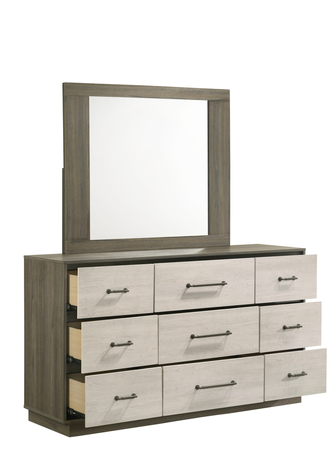 Beige Brown Wood Vanity Mirror - 42.5" Wide