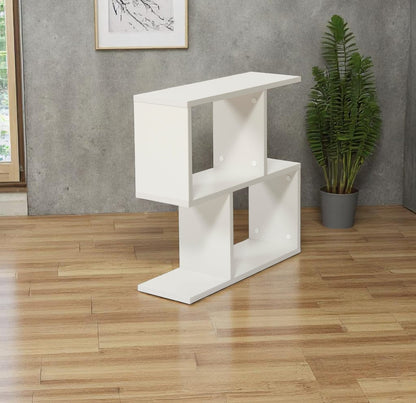 Grey Rectangle End Table - 4 Shelves, Narrow Design