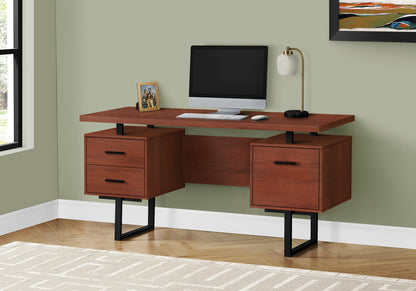 Computer Desk, 60" L with Storage Drawers - Cherry Brown