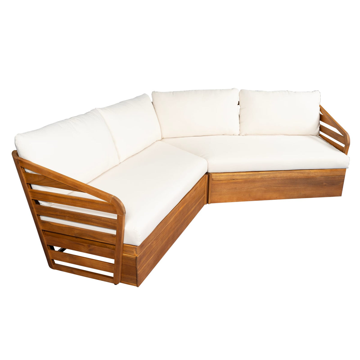 Modern Acacia Wood Sectional Patio Sofa for Poolside or Garden