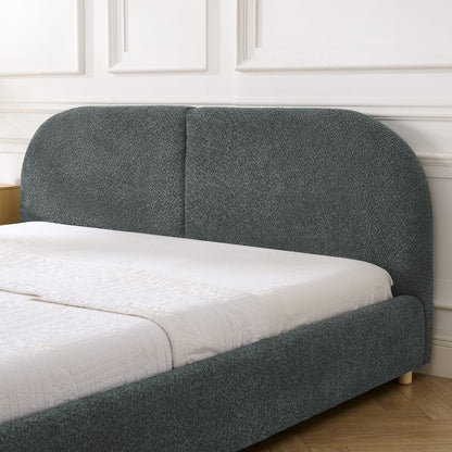 Queen Upholstered Bed Frame - Dark Gray, Modern Minimalist Style