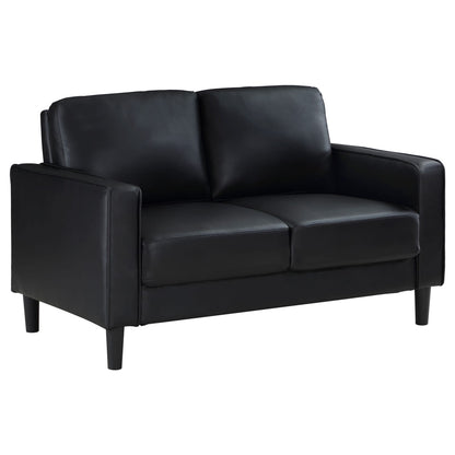 Black Upholstered Track Arm Loveseat - 54" Wide for Living Room