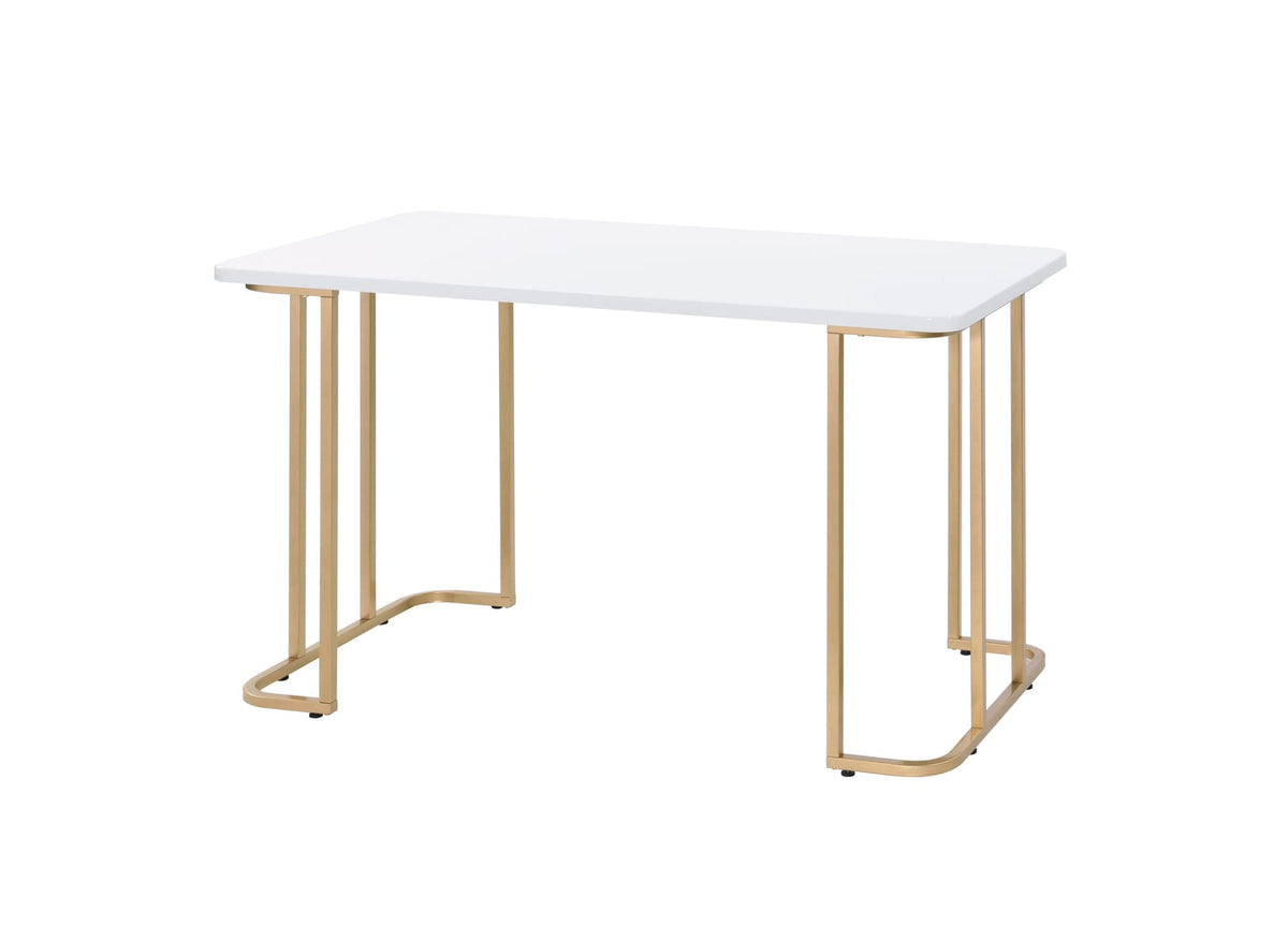 Estie White & Gold Finish Writing Desk - Work From Home Office Desk