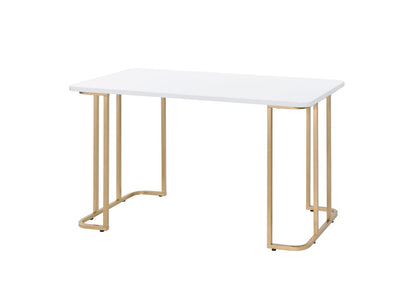 Estie White & Gold Finish Writing Desk - Work From Home Office Desk