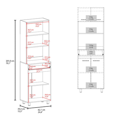 Sicilia Pantry Cabinet - White/Natural Oak Kitchen Storage Unit