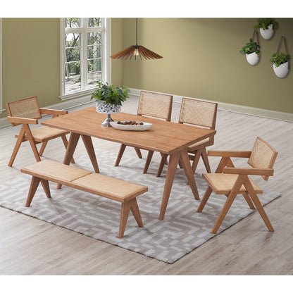 Beige and Natural Arm Chairs (Set of 2) - Mid-Century Modern Dining