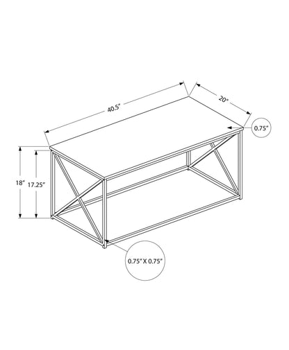 Coffee Table, Taupe & Black Metal - 40" Rectangular Accent Table