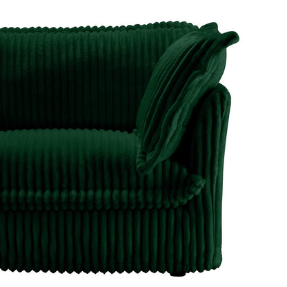 Green Corduroy Sofa with 1 Pillow - 41.75" Seat for Living Room