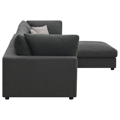 Charcoal Upholstered 4 Seat Sectional Sofa
