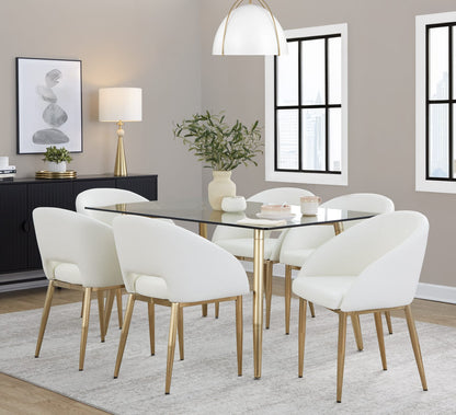 Gold Glass Dining Table with Metal Legs for Modern Dining Room