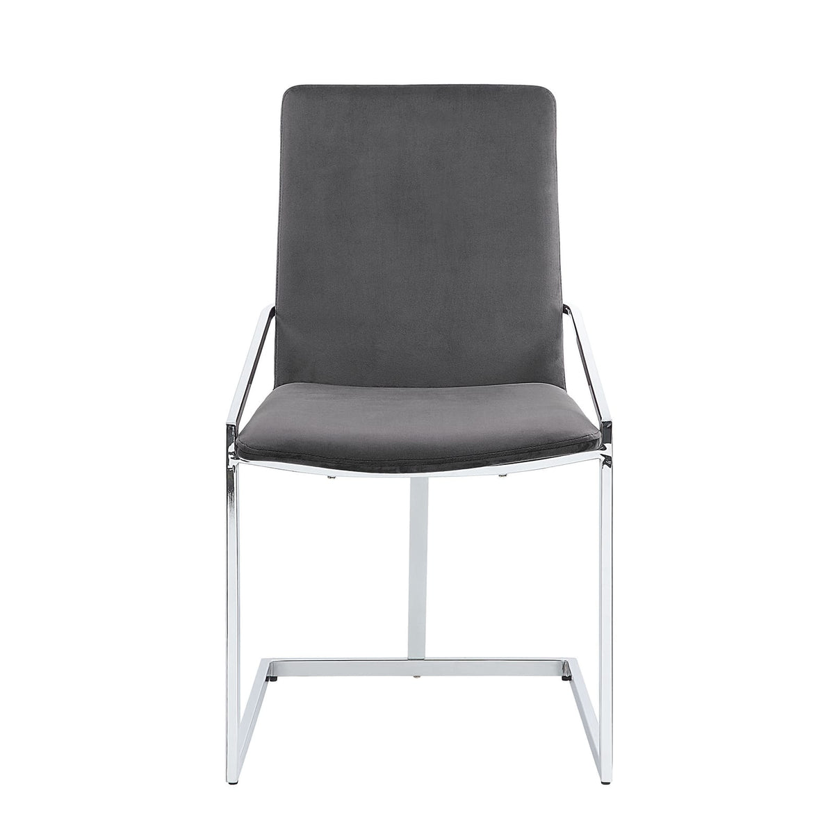 Zlatan Gray Velvet & Chrome Side Chair (Set of 2) - Dining Room Seating