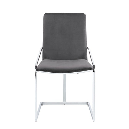 Zlatan Gray Velvet & Chrome Side Chair (Set of 2) - Dining Room Seating