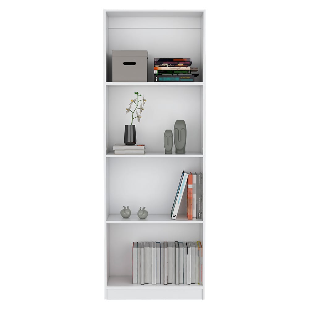 White Bookcase Benzoni - 4 Tier Storage Shelves