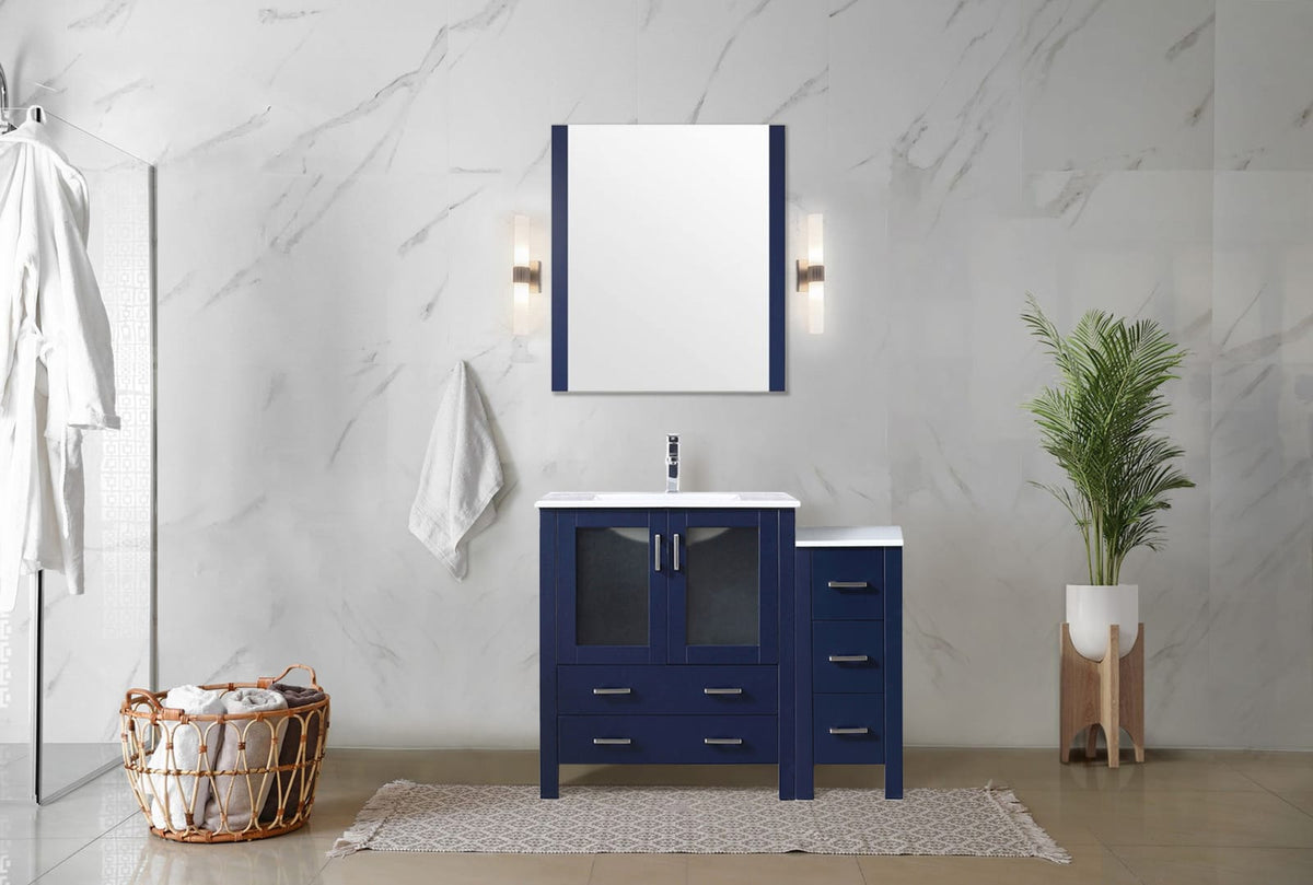 Navy Blue Bathroom Vanity with Storage