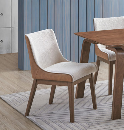 Modern Wingback Dining Chairs Set of 2 in Brown White Wood Finish